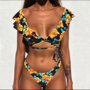Ruffles Bikini Set Women’s Thong Brazilian Bottom